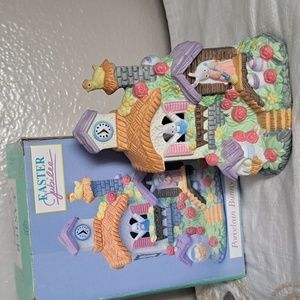 Vtg Easter Jubilee Porcelain Bunny House Village Forest Friends Multicolor 6"X4"